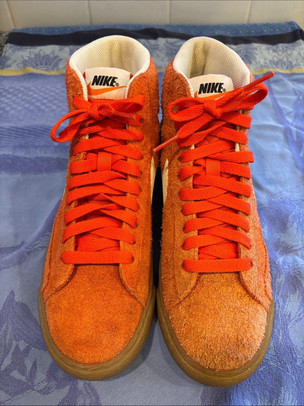 Nike Orange Suede Mid-Top Sneakers